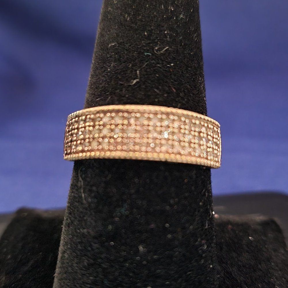 Champaign Diamond Accent Gold/Sterling Silver Wide Band Ring